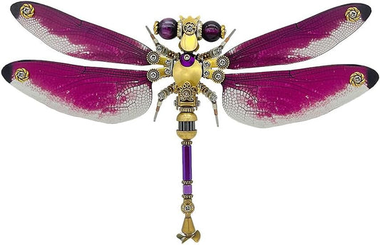 Keetopteep 3D Metal Puzzle for Adults, 200 Pieces Mechanical Dragonfly DIY Assembly Kit to Build, 3D Puzzle Handmade Craft Desk Ornament Toys (Color2)
