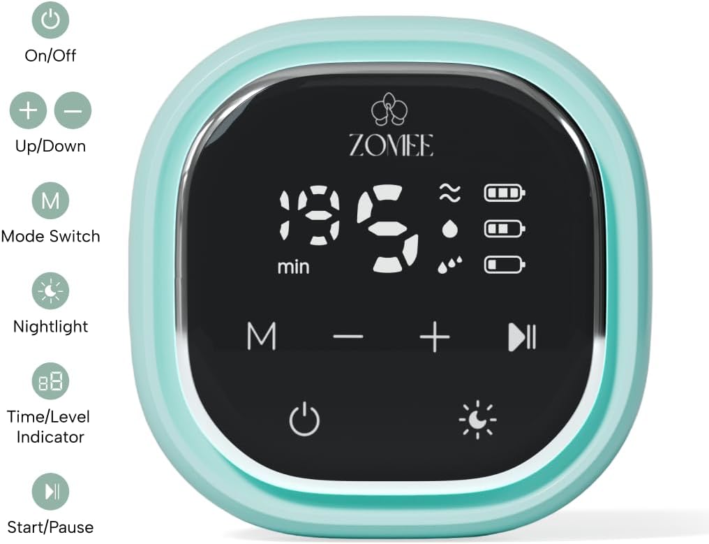 Zomee Z2 Double Electric Breast Pump – with Expression, Massage, and 2-Phase Modes - Hospital Grade Rechargeable, Portable, Hands Free Wearable Breast Pump