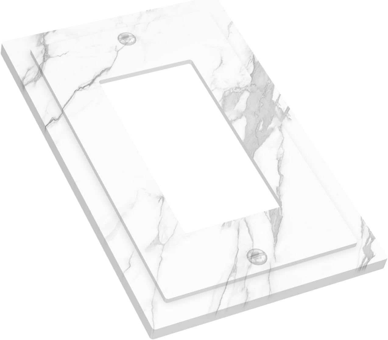 Decorative Outlet Covers Modern White Gray Marble 1 Gang Single Rocker Light Switch Cover Plate Wall Plates GFCI Faceplate for living Room Bathroom Decor