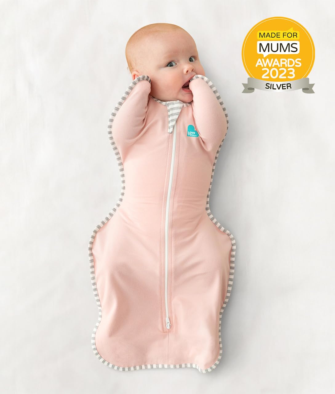 Love To Dream Swaddle UP Self-Soothing Sleep Sack 13-19 lbs., Dramatically Better Sleep, Snug Fit Calms Startle Reflex, 1.0 TOG, Dusty Pink, Medium
