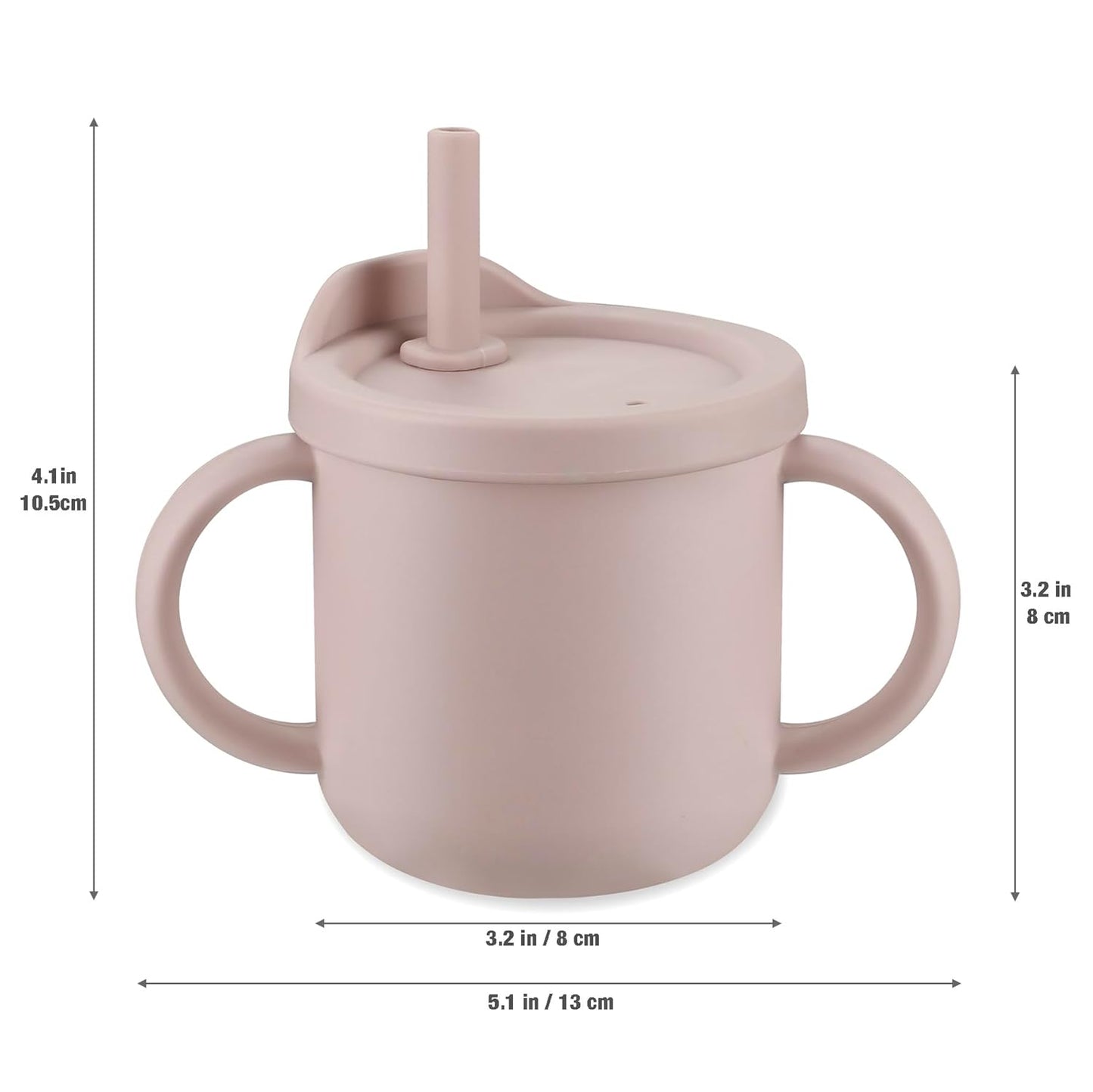 PandaEar 2 Pack Silicone Baby Straw & Snack Cup with 2 Spoons 2 Forks, Dual-Purpose Toddler Training Cups, Pink Green