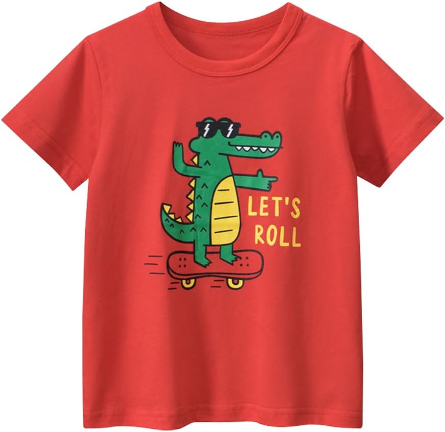 Boys' 4-Pack Excavator Short Sleeve Crewneck T-Shirts Top Tee Size 2-7 Years Toddler Boys' Value Pack Cotton T-Shirt