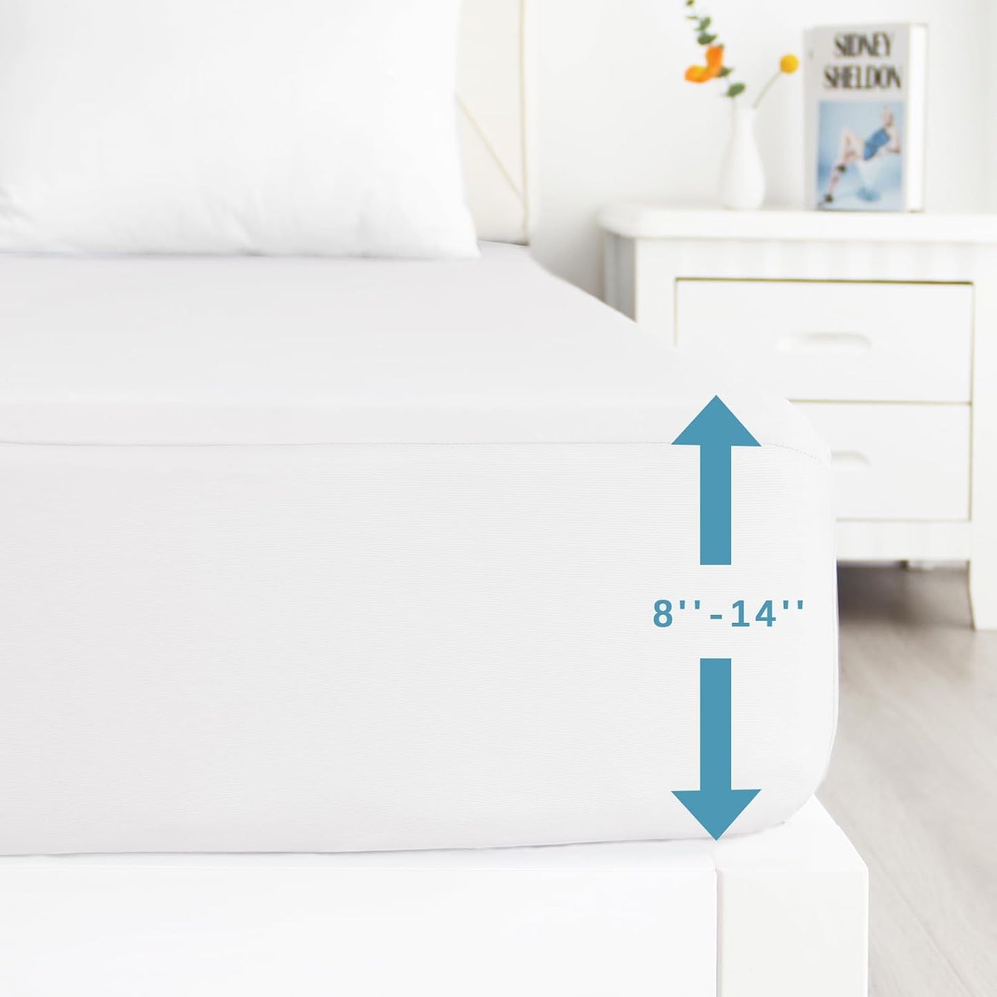 2 Pack Queen Mattress Protector Waterproof, Noiseless & Soft Coverage Queen Size Mattress Cover Fitted Sheets with Deep Pocket up to 14", Super Breathable & Easy Wash Mattress Protector