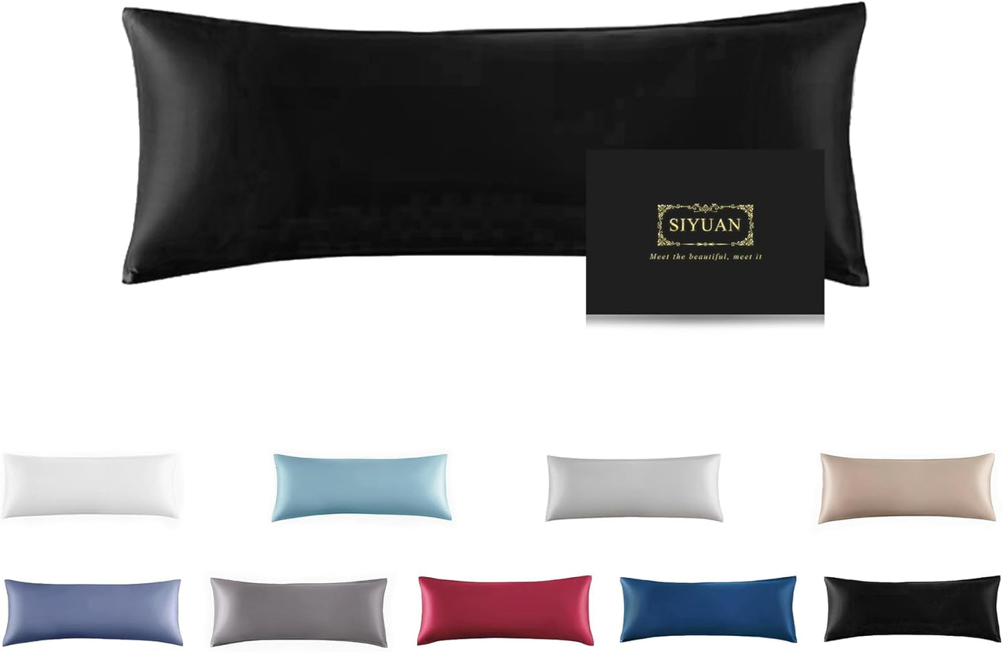 Mulberry Silk Pillowcase for Hair and Skin,Cooling Silk Pillow Case with Hidden Zipper,Allergen Proof Dual Sides Soft Breathable Smooth Silk Pillow Cover for Women (Black, Body)