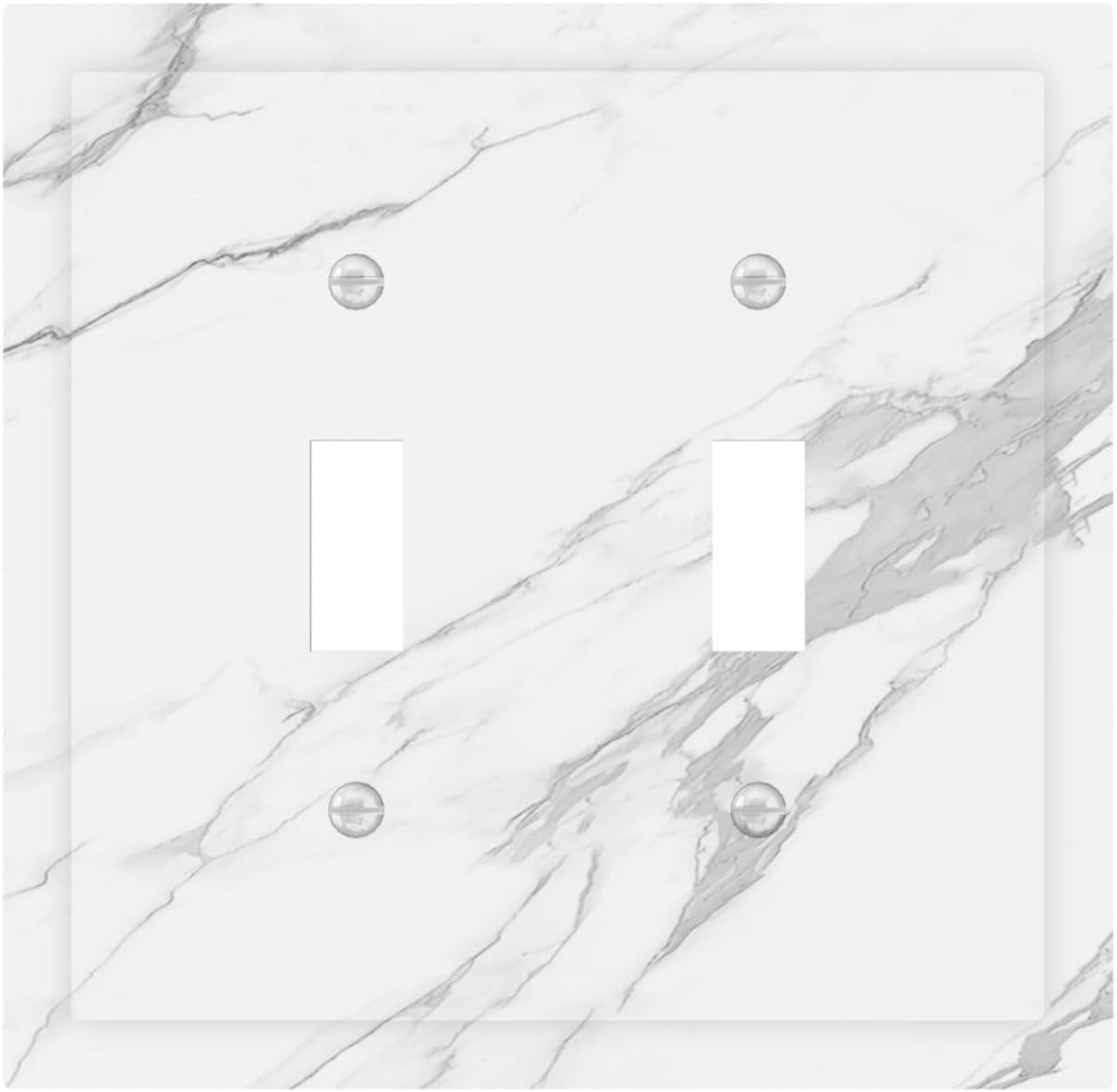 Decorative Switch Plates Modern White Gray Marble 2 Gang Double Toggle Outlet Light Switch Cover Wall Plate Electrical Faceplate for living Room Bathroom Decor