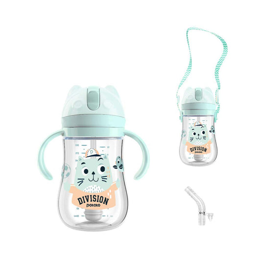 POTATO Toddler Cups Spill Proof Sippy Cup with Handles and Strap, Straw Cups for Babies, 240ML/8oz, Green