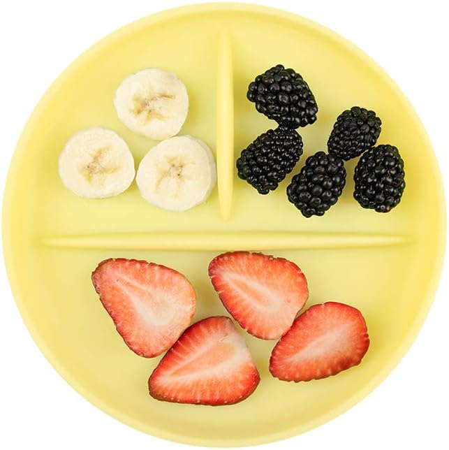 Olababy 100% Silicone Suction Plate | Toddler Plates with Suction | Divided Plates for Kids | Self Feeding Baby Essentials | Food Grade Silicone | Baby Registry Must Haves | Microwave Dinner Plates