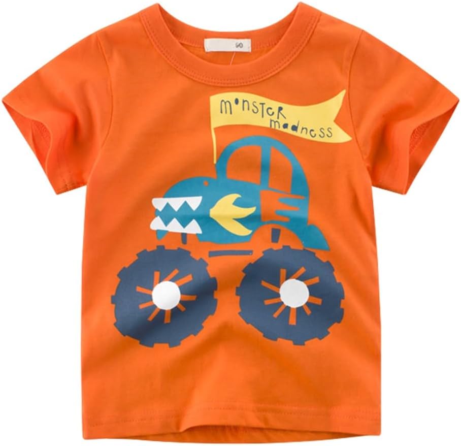 Boys' 4-Pack Excavator Short Sleeve Crewneck T-Shirts Top Tee Size 2-7 Years Toddler Boys' Value Pack Cotton T-Shirt