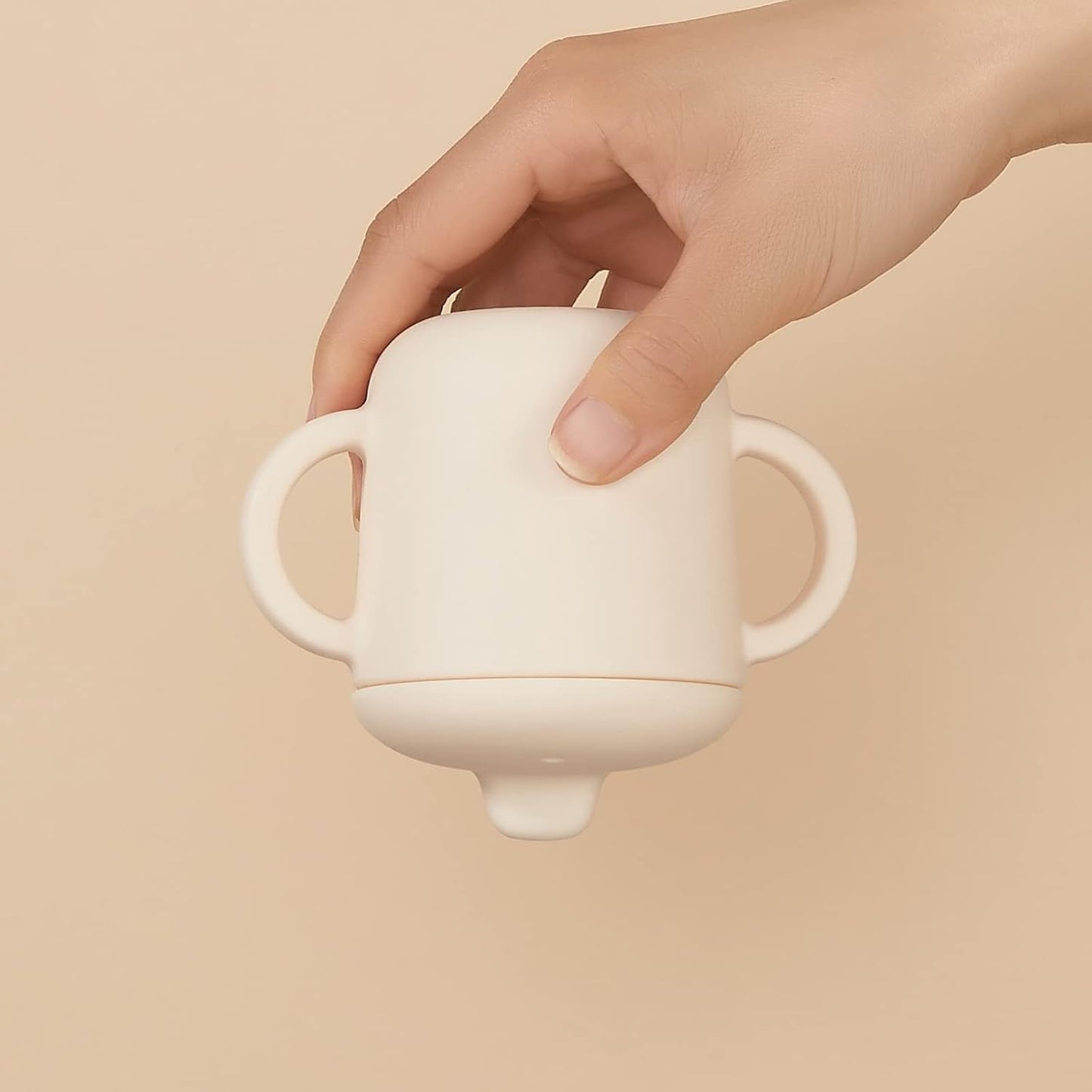 6 Months+ Sippy Cups with Handles,Small Silicone Sippy Cups Leak Proof 5oz,No Spill Sippy cups for Toddlers (Milk)