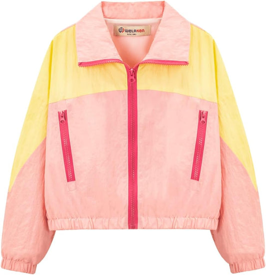 WELAKEN Lightweight Jacket for Girls Kids & Toddler II Girls' Print Water-Resistant Jacket