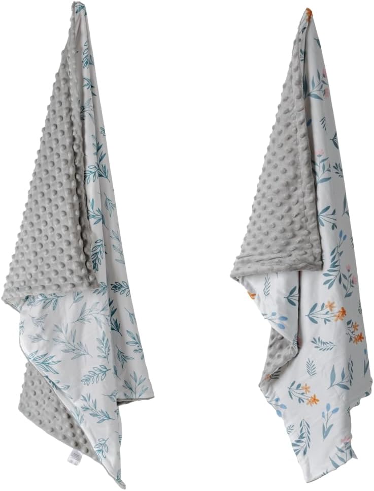 Soft Sage Green Baby Blankets for Unisex Girls or Boys Breathable Gender Neutral Nursery Double Layer Blankets with Dotted Backing and Leaf Printed for Newborn Toddlers 2 Pack (Leaf)