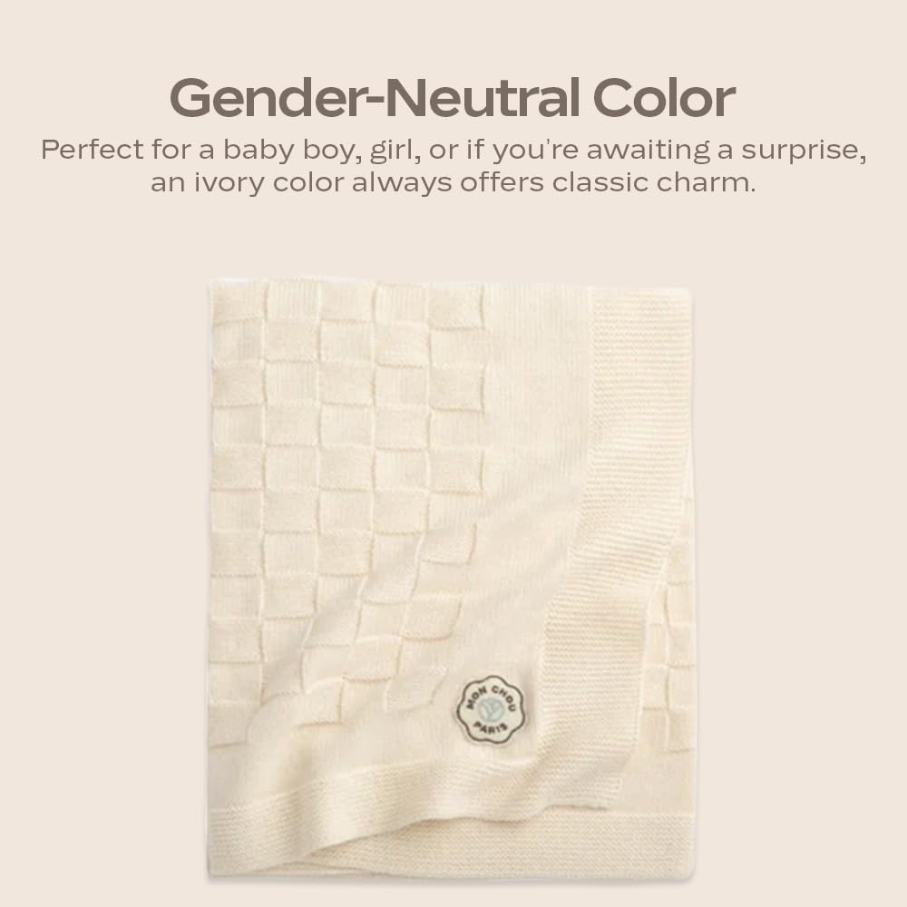 MON CHOU Premium Knit Baby Blanket - Luxuriously Soft Pima Cotton Throw for Crib, Nursery, or Stroller - Lightweight, Breathable Organic Cotton Baby Blanket - 30” x 37”
