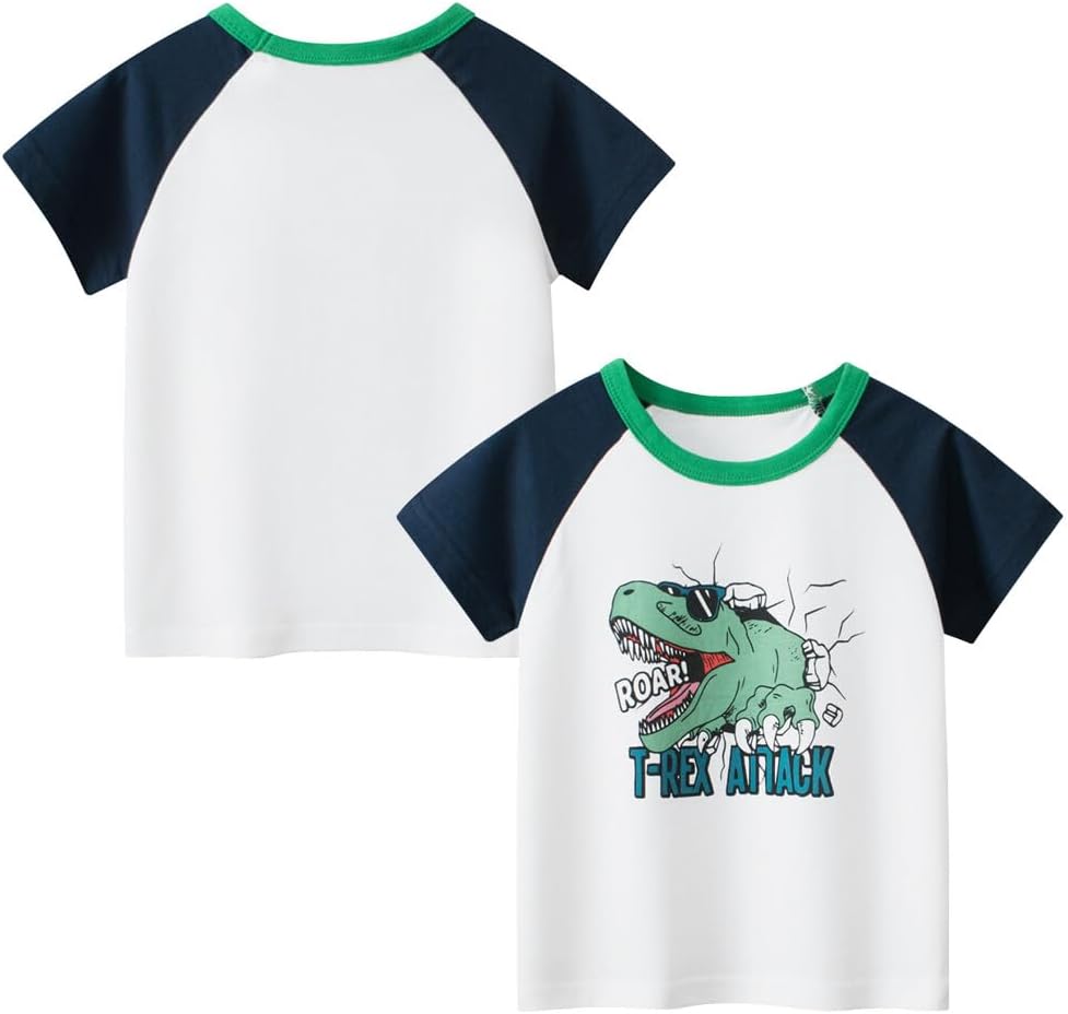 Boys' 4-Pack Excavator Short Sleeve Crewneck T-Shirts Top Tee Size 2-7 Years Toddler Boys' Value Pack Cotton T-Shirt