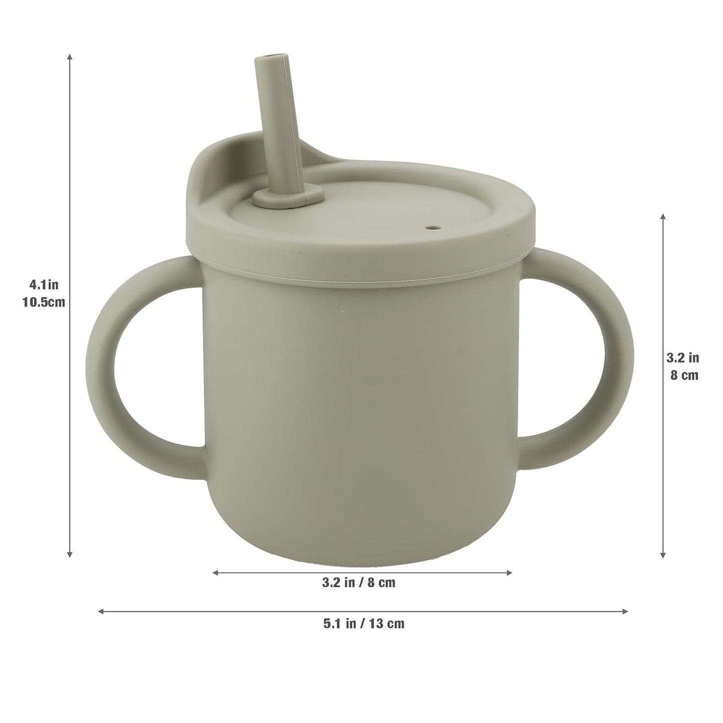 PandaEar 2 Pack Silicone Baby Straw & Snack Cup with 2 Spoons 2 Forks, Dual-Purpose Toddler Training Cups, Light Tan/Walnut