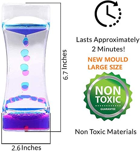 YUE MOTION Liquid Motion Bubbler Visual Sensory Toys, 2 Minute Liquid Timer– New Big Calming Sensory Bubbler Toy- Colorful Liquid Hourhlass for Stocking Stuffers, Easter Basket Stuffers (Single Pack)