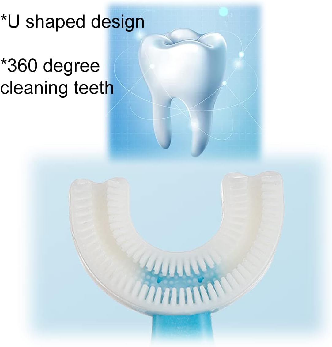 2 Pcs U-Shaped Kids Toothbrush, Premium Soft Manual Training Toothbrush for Kids 2-6 Years Old. (Blue)