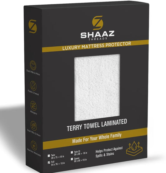 Waterproof Mattress Protector – Queen – Soft & Noiseless Terry Cotton Cover – Cooling, Breathable – Deep Pocket with 360° Elastic – Machine Washable – Kids, Pets & Light Sleepers