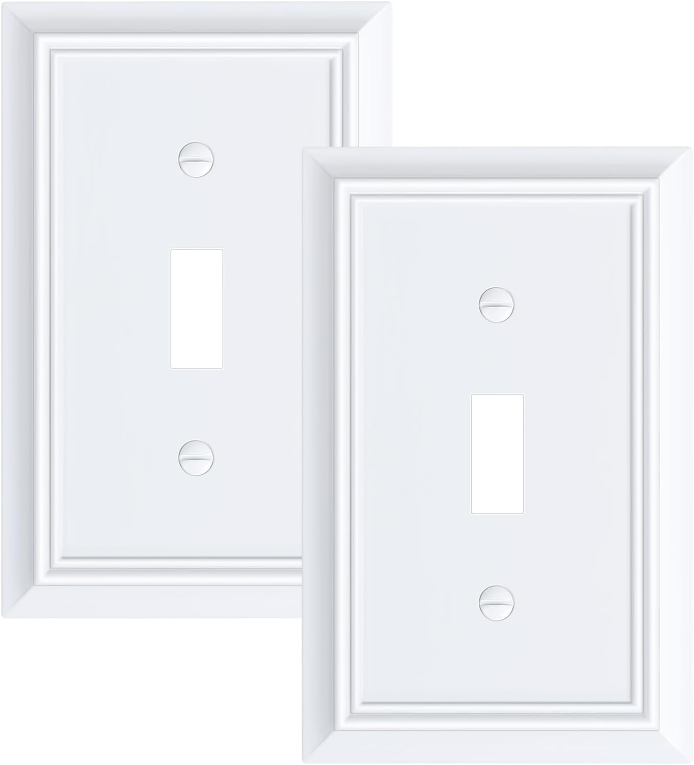 2-Pack Single Toggle Light Switch Cover Plate, Durable Natural Bamboo Fiber Decorative Switch Plate Covers, Pure White 1 Gang Wall Plate, Corrosion Resistant
