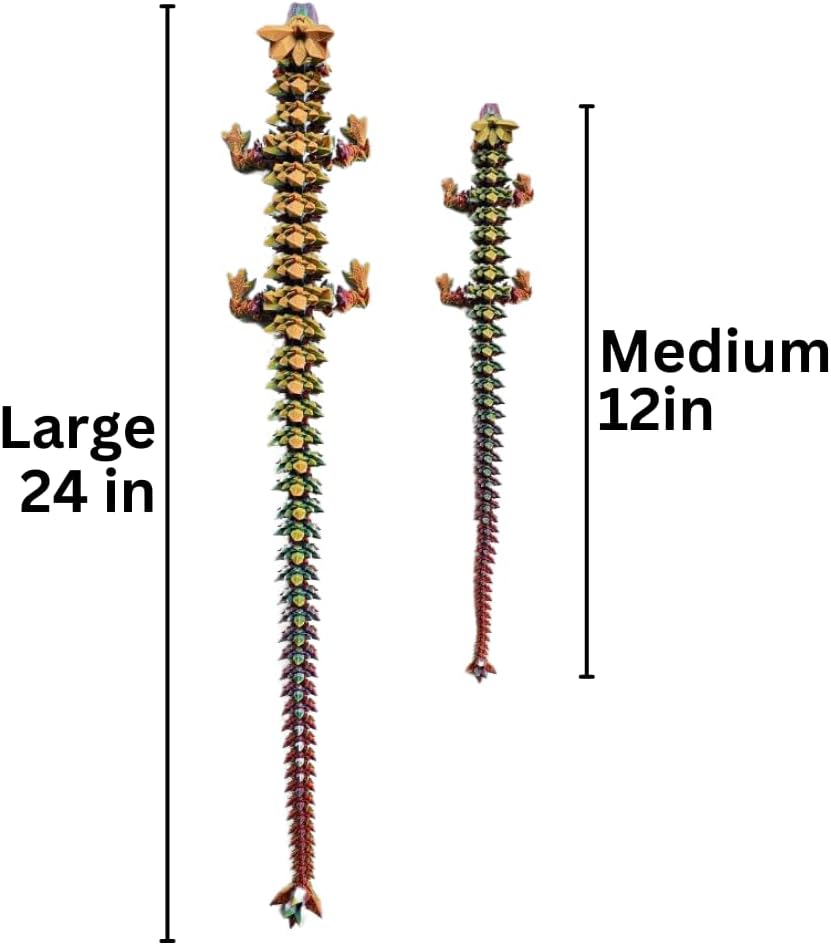 3D Printed 14'' Articulated Crystal Dragon with Egg, Toy Home Office Decor, Executive Desk Toy, Adult Fidget Toy, Toddler Play Game (Rainbow, Medium 14'' w/Dragon Egg)