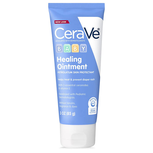 CeraVe Diaper Rash Cream, Baby Healing Ointment for Extra Dry, Cracked Skin, Diaper Cream with Ceramides & Vitamin E, Lanolin, Fragrance, Paraben, Dye, Phthalates & Sulfate Free, 3 Ounce
