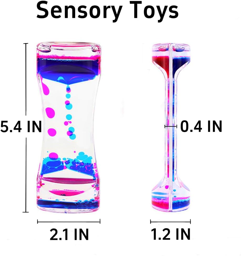 Liquid Motion Bubbler Colorful Oil and Water Sensory Toys Bubbler Timer ADHD Anxiety Autism Fidget Toy for Kids Calm Stress Relief Desk Toys for Office for Adults 5 Pack