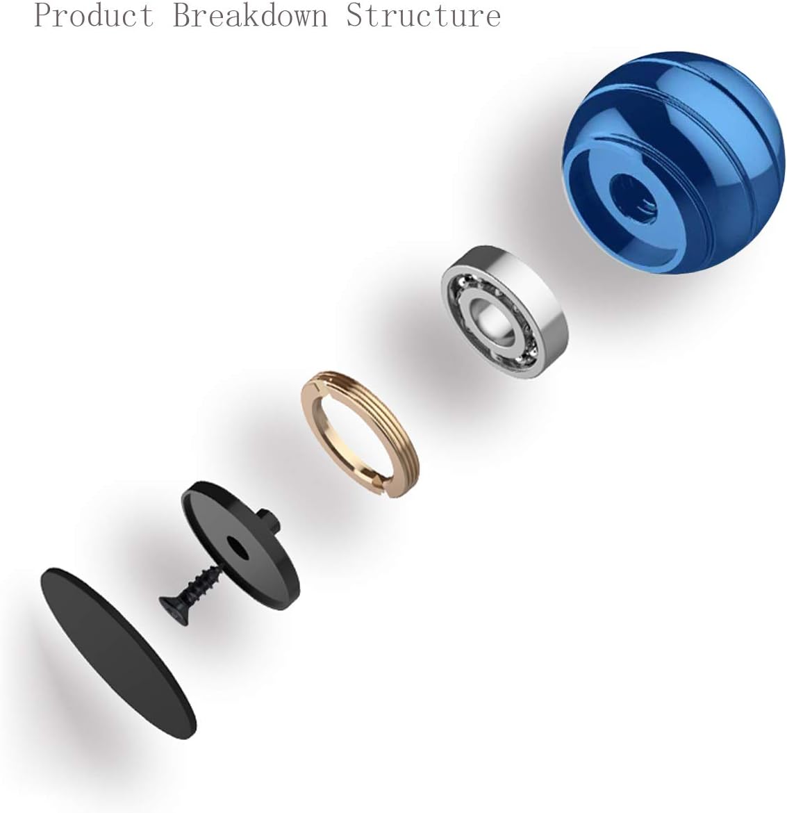 Kinetic Spinner Desk Toy, 2.17'' Giant Kinetic Stree Relief Desk Toy Ball, Office Fidget Toys for Desk Adults, Illusion Desk Ball (55MM, Blue)