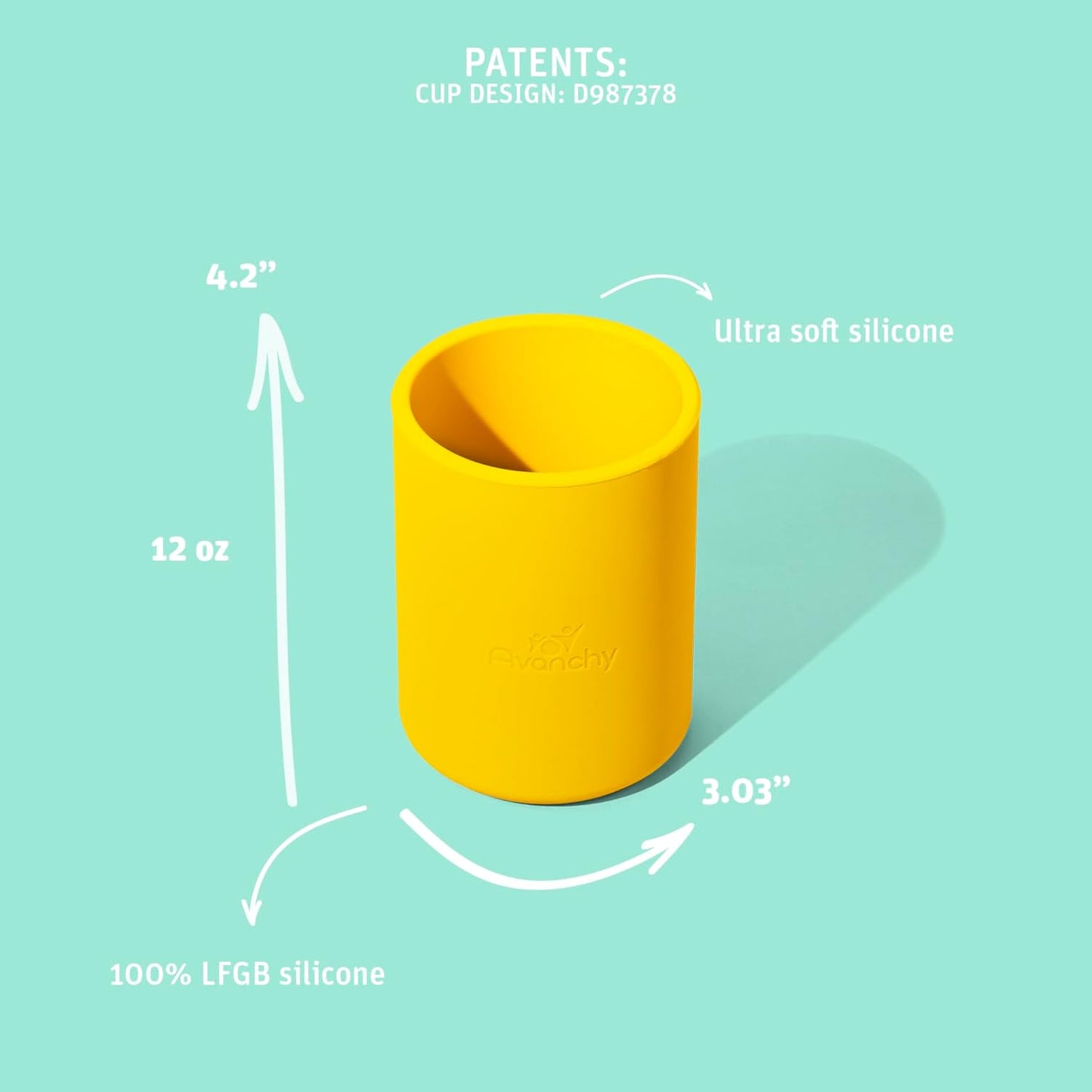 Avanchy Silicone Training Cup – 12 oz Open Cup for Toddlers and Infants – Ideal for Baby Led Weaning and Transitioning from Bottles, Black