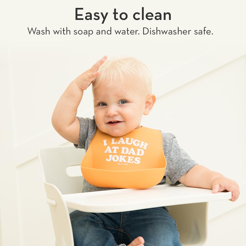Baby Bib for Eating by Bella Tunno, Set of 2 Waterproof Silicone Bibs with Large Food Catcher, Adjustable Fit for Babies 4-12 months & Toddlers 1-3 Years, Boys & Girls, Dude & Mr Nice Guy