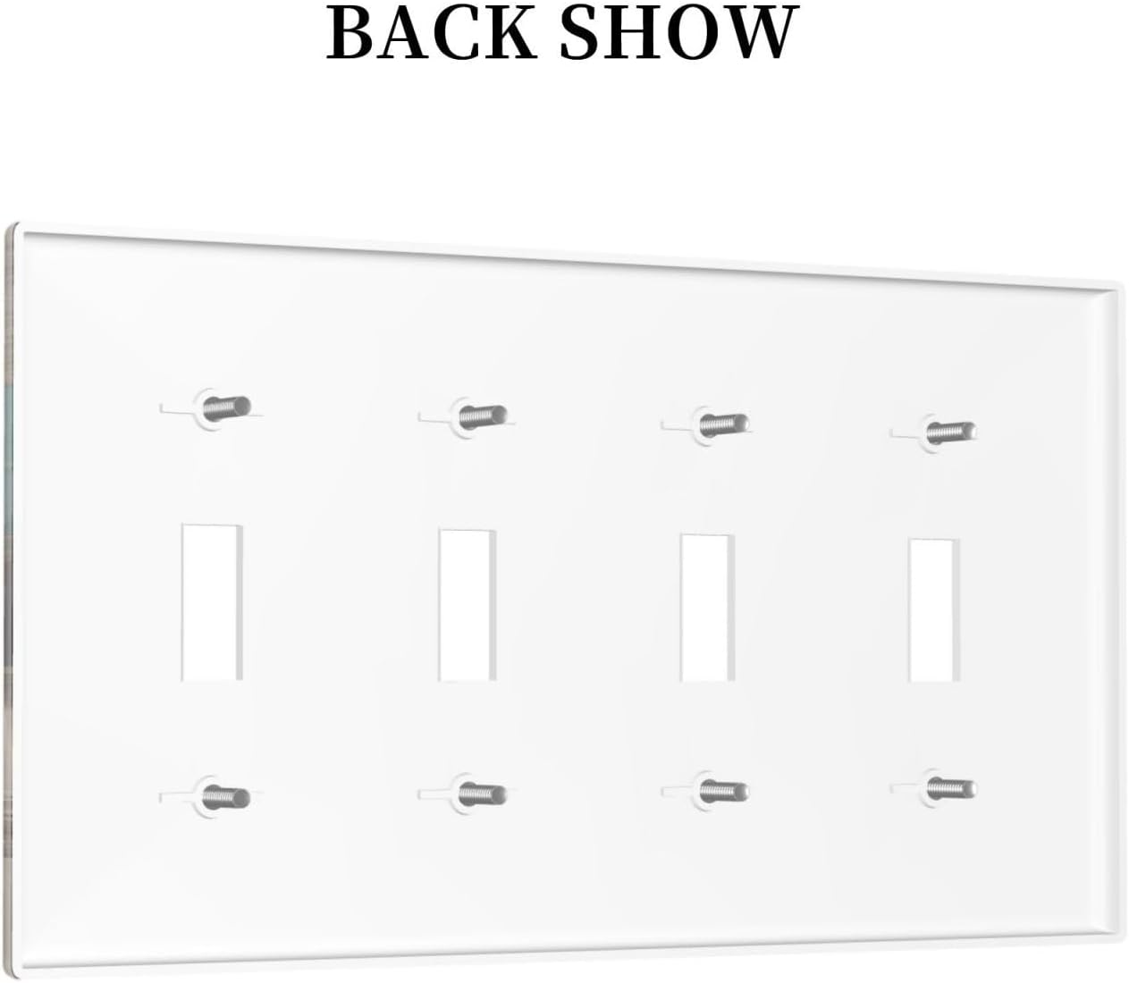 Light Switch Covers Vintage Wood Brown Turquoise Splicing Quad Toggle Electrical Faceplate 4 Gang Wall Plate Decorative Switch Plates For Farmhouse Cabin Decor