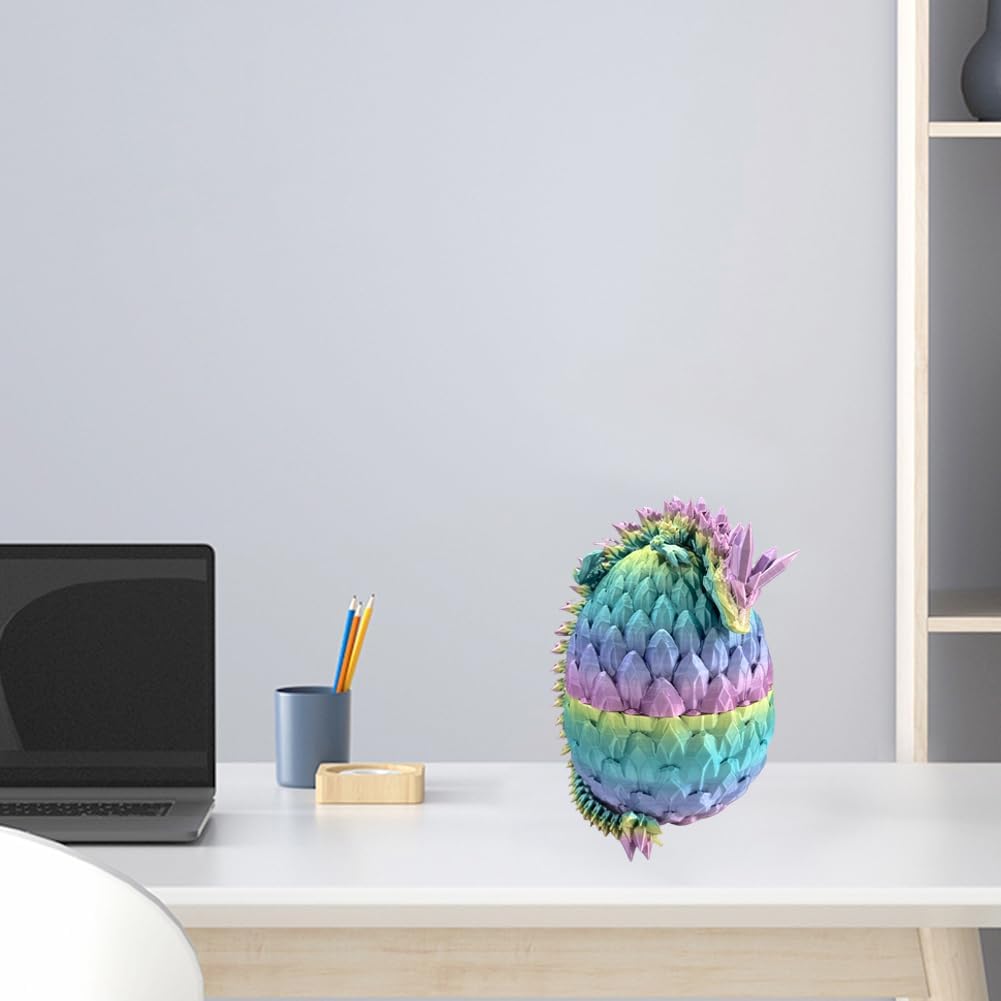 3D Printed Dragon Egg, Mystery Crystal Dragon Egg Fidget Toys Surprise Articulated Crystal Dragon Eggs with Dragon Inside (Colorful-A)
