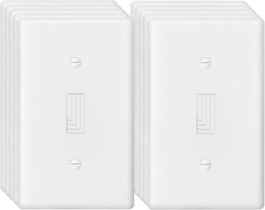 Decorator Wall Plate Toggle Light Switch Plate Outlet Cover,Unbreakable Polycarbonate Thermoplastic, White (10-Pack, Single Toggle-White)