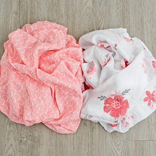 GRACED SOFT LUXURIES Premium Muslin Baby Swaddle Blankets 2 Pack | Large 47 x 47 inch | 100% Cotton Muslin Newborn Infant Swaddle Receiving Blanket Wrap (Summer Daisies)