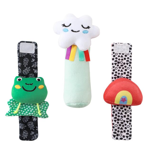 The Peanutshell Sock Rattles Set of 5 - Girl Boy Rattle Socks, Baby Toys 0-6-12 Month, Animal Newborn High Contrast Baby, Infant, Newborn Toys 0-3 0-6 Months Old Babies - Montessori