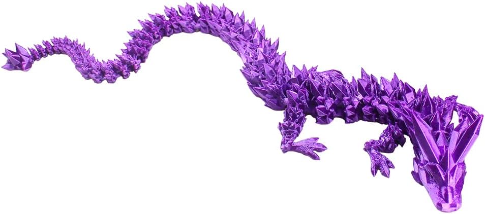 3D Printed Dragon with Dragon Egg 16.5'' Articulated Dragon Crystal Dragon Fidget Dragon Egg Toys Executive Desk Toys (Purple, Dragon Only)