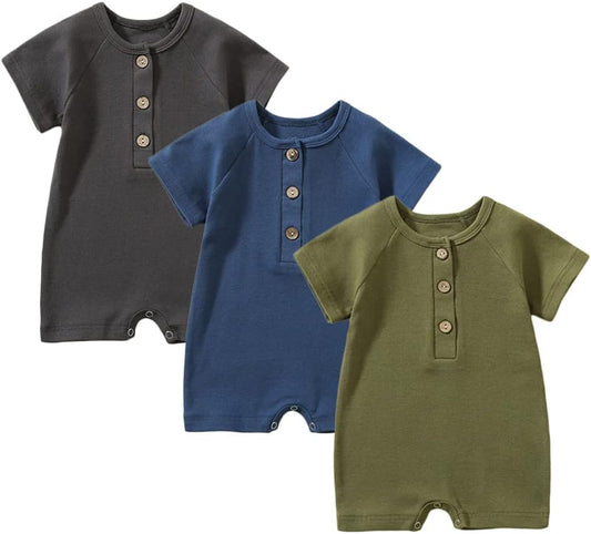 Baby Boys Girls 2 Pack Romper Jumpsuits Short Sleeve One Piece Clothes Sets