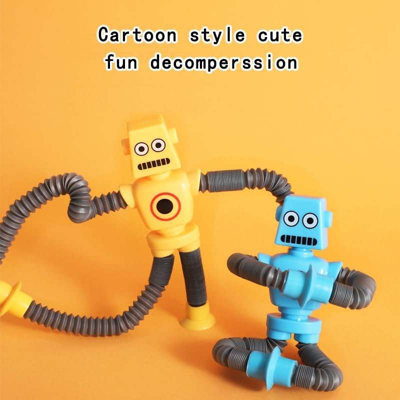 6PCS Telescopic Suction Cup Robot Toy,pop Tubes,Toys for Kids,Toddler Travel Toys,Toddler Sensory Toys,figette Toys,Fidget Toys for Kids,Treasure Box prizes,Small Toys for Kids prizes