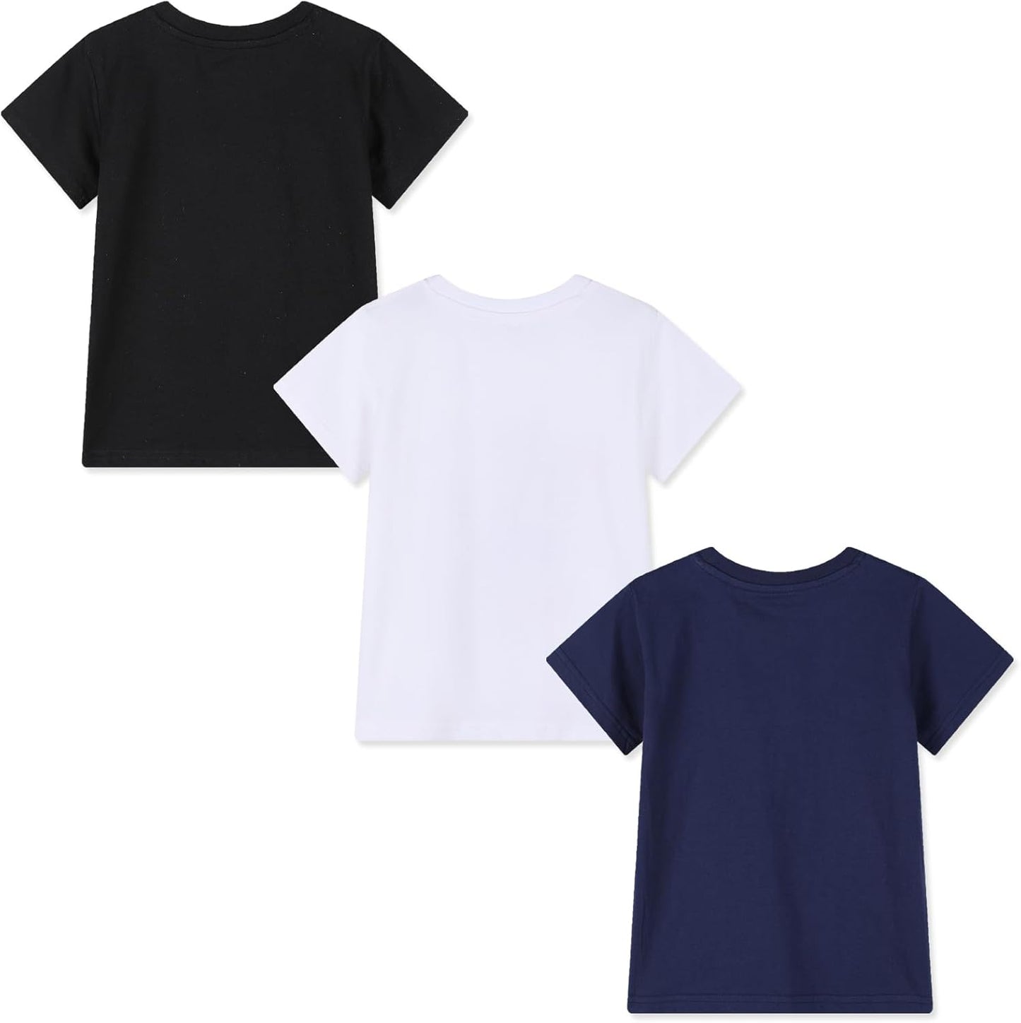 HILEELANG Kids Boy Basic Plain Cotton T-Shirts Short Sleeve Crew Neck Summer Tees 4packs 6-12 Years