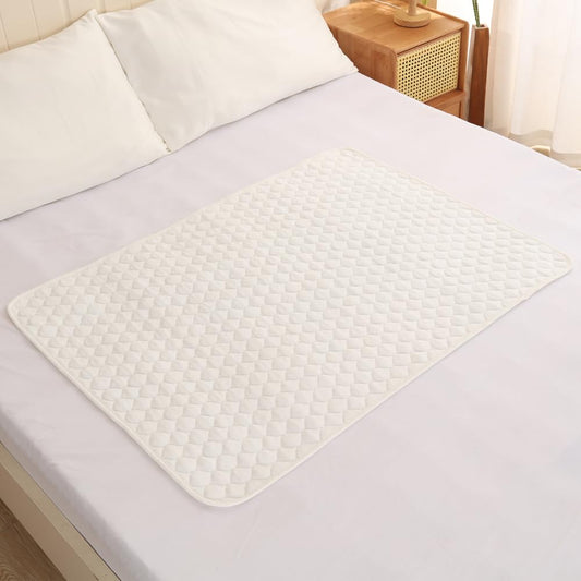 BlueSnail Washable Underpads,Super Absorbent and Waterproof Bed Pds, Portable and Reusable Incontinence Pads for Toddler,Adults,Elderly and Pets (31" x 40" Pack of 2)(White)