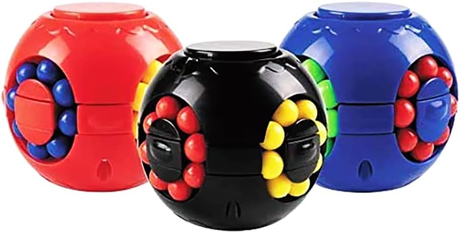 Rotating Bean Magic Cube Fidget Puzzle Toys Anti Stress Ball IQ Games Educational Sensory Easter Gift for Boys Girls Kids Children Adults (Blue)