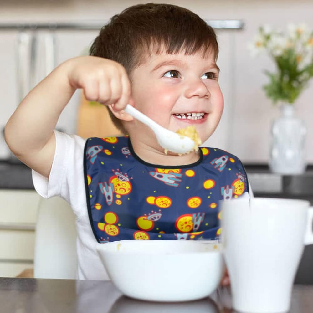 Baby bibs Waterproof Toddler bib - Feeding bib with Pocket for Infant Boy Girl Washable 6-36M