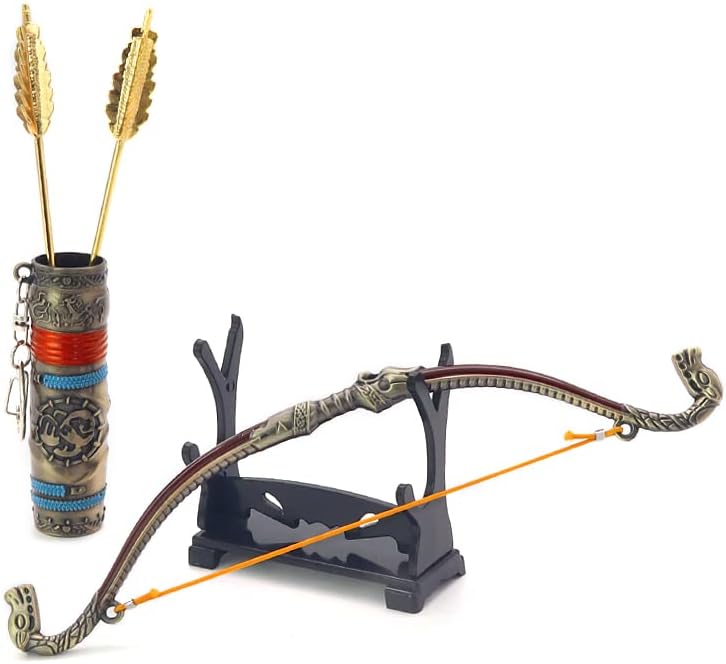 Superbuybox God of War Ragnarök Atreus Talon Bow and Arrow in Quiver Action Figures Game Toys Collection Keychain Gift Desk Decoration Backpack Pendant Gift