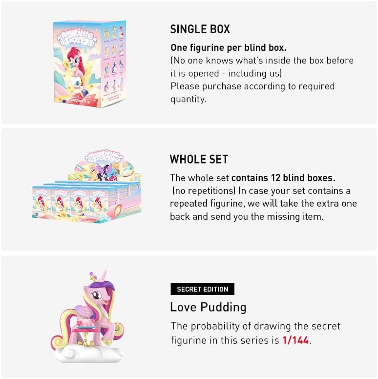 POP MART My Little Pony Leisure Afternoon Series, 3PCs My Little Pony Blind Box Figures, Random Design Action Figures Collectible Toys Home Decorations, Holiday Birthday Gift, Triple Box
