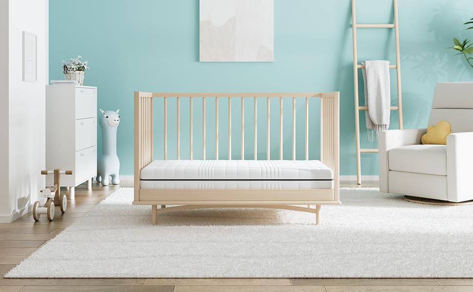 Crib Mattress, Breathe Through Baby Dual-Sided Comfort Memory Foam Toddler Mattress with Washable 3-D Mesh Cover, Fits Standard Full Size Crib and Toddler Bed, 52x27.5x6 inch