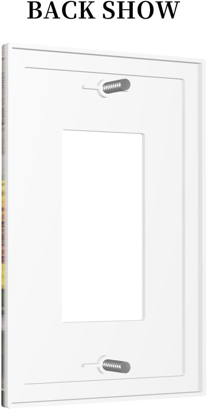 Sunflower Rustic Brown Gray Wood Decorative Outlet Covers 1 Gang Single Rocker Light Switch Cover Plate Wall Plates GFCI Faceplate for Farmhouse Home Decor