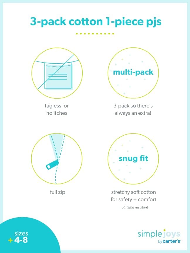 Simple Joys by Carter's Kids' 3-Pack Snug Fit Footless Cotton Pajamas