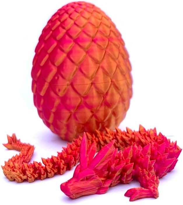3D Printed Dragon Egg, 12inch Dragon Fidget Toys with Wings Easter Basket Stuffers Executive Desk Toys Crystal Dragon for Autism/ADHD Home Office Decor