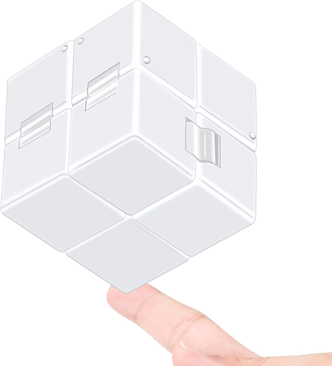 WUQID Infinitycube Fidget Toy Stress Relieving Fidgeting Game for Kids and Adults,Cute Pocket-sized Unique Gadget for Anxiety Relief and Kill Time (White)