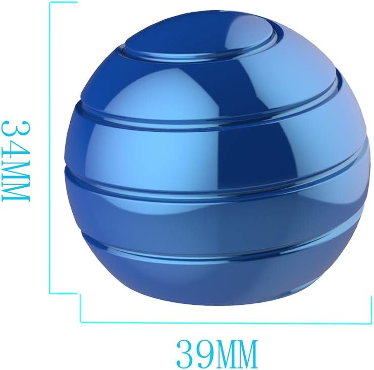 Kinetic Desk Spinning Toy, 1.54'' Kinetic Desktop Toy Ball for Anxiety ADHD, Optical Illusion Fidget Toys for Office for Adults, Fidgets Toys for Father, Mother, Son, Daughter (39MM, Blue)