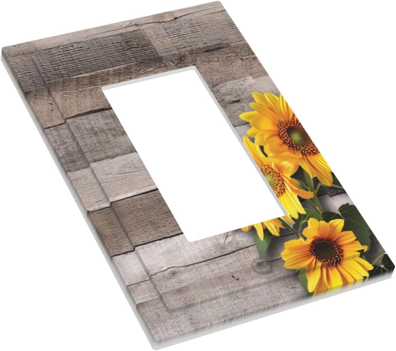 Sunflower Rustic Brown Gray Wood Decorative Outlet Covers 1 Gang Single Rocker Light Switch Cover Plate Wall Plates GFCI Faceplate for Farmhouse Home Decor