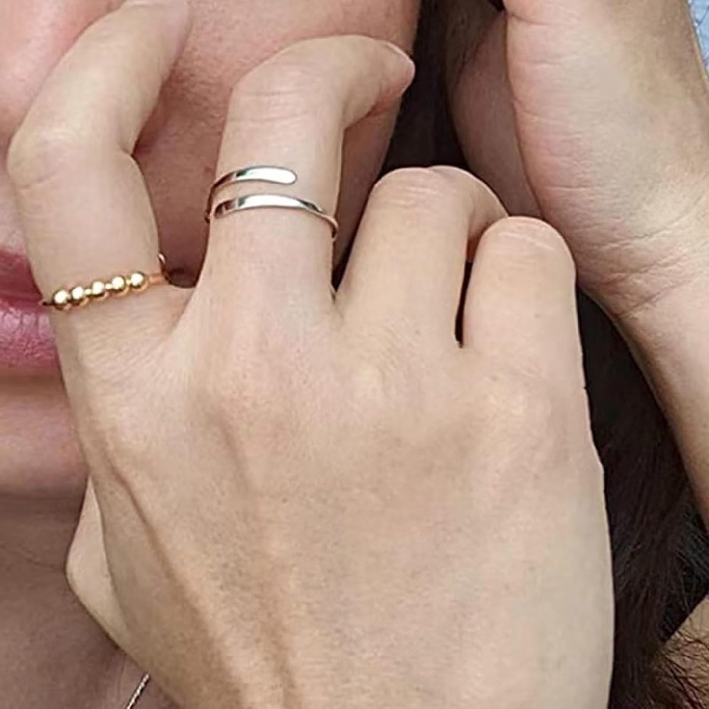 INFUSEU Funny Spinner Fidget Rings for Women Girls Anti Anxiety Stress Worry, Adjustable Size